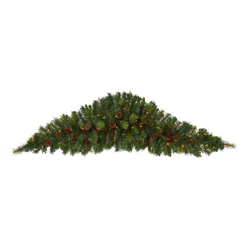 Nearly Natural 6ft Artificial Christmas Swag with 50 LED Lights in Green