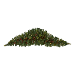 nearly natural 6ft artificial christmas swag with 50 led lights in green