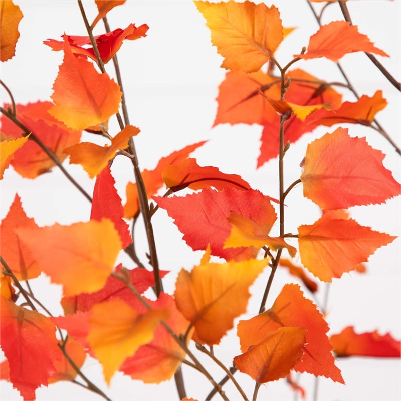 Nearly Natural 4ft Autumn Birch Artificial Fall Tree in Orange