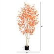 Nearly Natural 7ft Autumn Birch Artificial Fall Tree in Orange