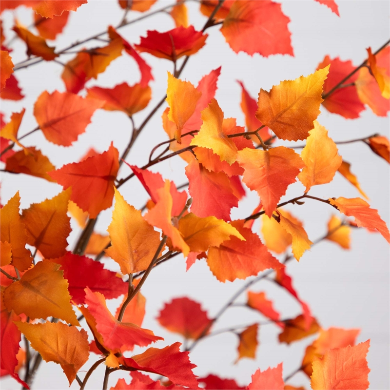 Nearly Natural 7ft Autumn Birch Artificial Fall Tree in Orange