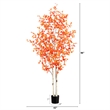 Nearly Natural 8ft Autumn Birch Artificial Fall Tree in Orange