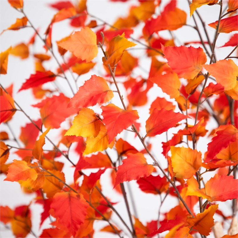 Nearly Natural 9ft Autumn Birch Artificial Fall Tree in Orange