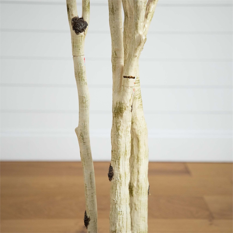 Nearly Natural 9ft Autumn Birch Artificial Fall Tree in Orange