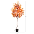 Nearly Natural 7ft Autumn Oak Artificial Fall Tree in Orange