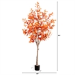 Nearly Natural 8ft Autumn Oak Artificial Fall Tree in Orange