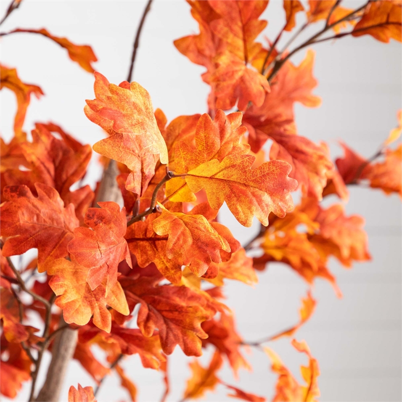 Nearly Natural 8ft Autumn Oak Artificial Fall Tree in Orange