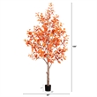 Nearly Natural 9ft Autumn Oak Artificial Fall Tree in Orange
