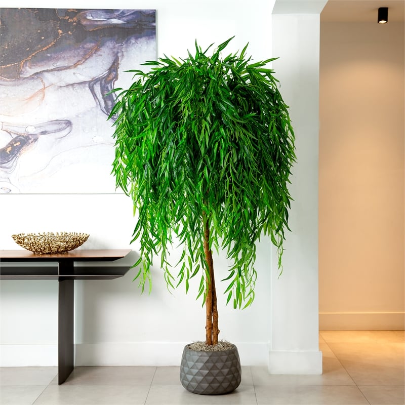 Nearly Natural 6ft Willow Artificial Tree (Real Touch) in Green