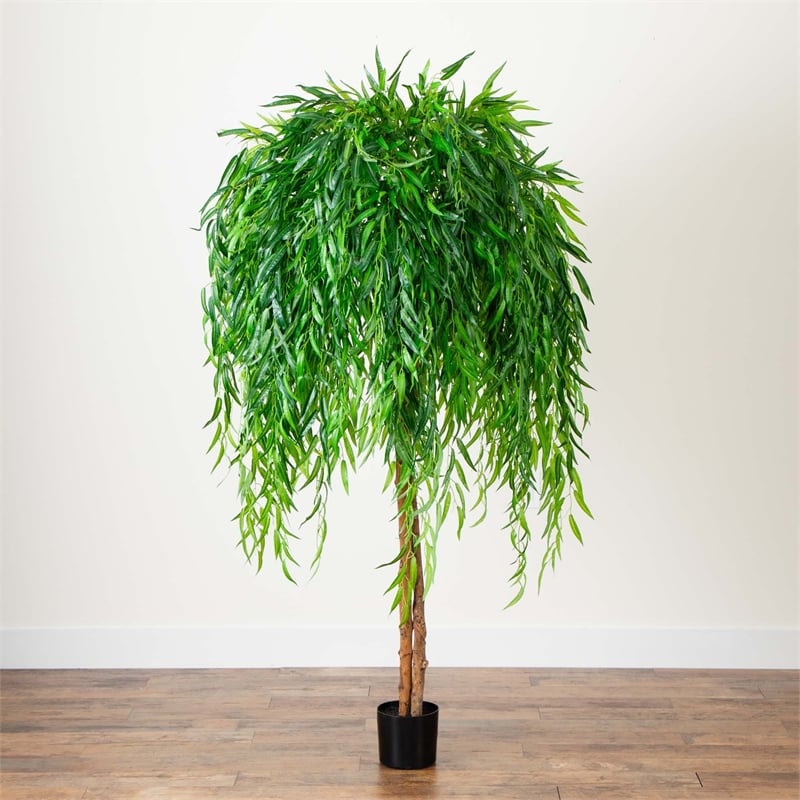 Nearly Natural 6ft Willow Artificial Tree (Real Touch) in Green