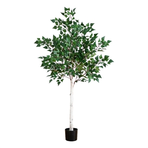 Nearly Natural 5ft Lighted Artificial Birch Tree with 180 Warm White LED Lights