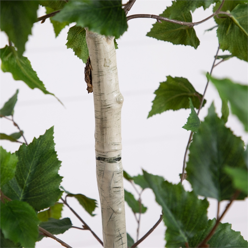 Nearly Natural 7ft Artificial Birch Tree in Green