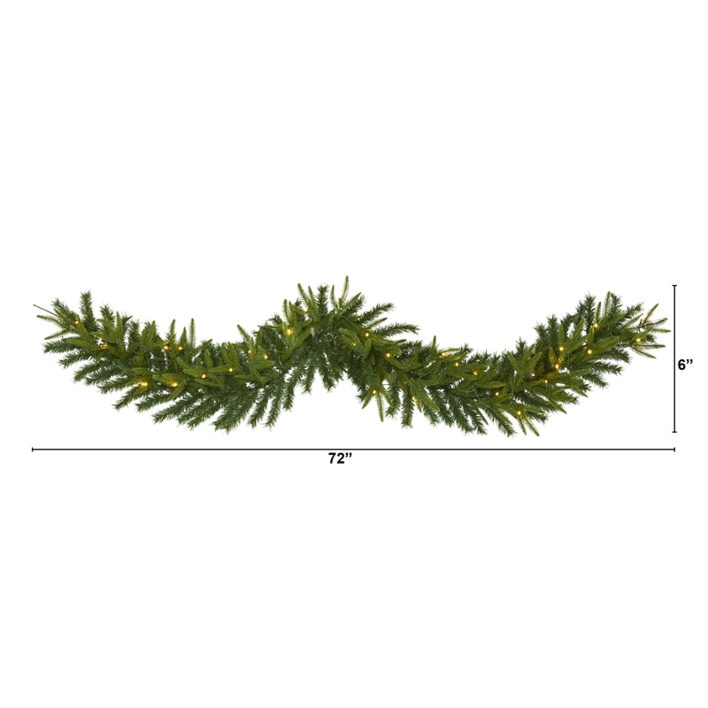 Nearly Natural 6ft Green Pine Artificial Christmas Garland w/35 Clear LED Lights