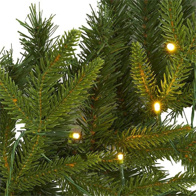Nearly Natural 6ft Green Pine Artificial Christmas Garland w/35 Clear LED Lights