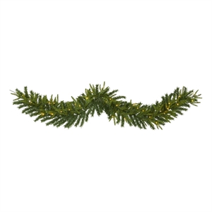 Nearly Natural 6ft Green Pine Artificial Christmas Garland w/35 Clear LED Lights