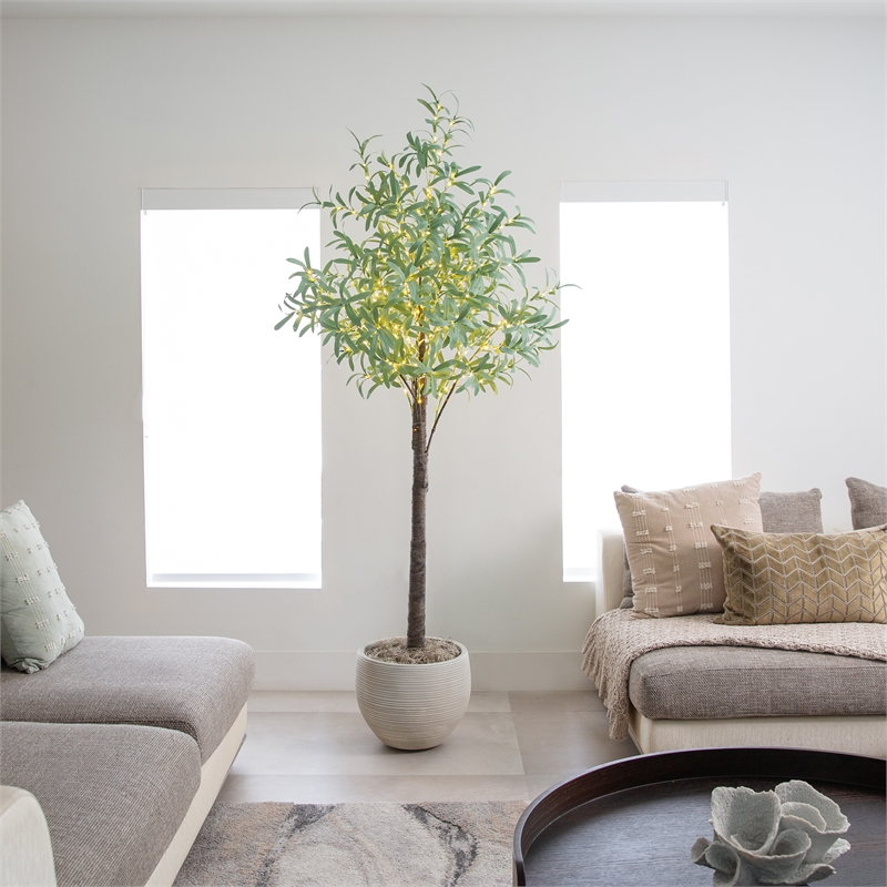 Nearly Natural 6ft Lighted Artificial Olive Tree with 420 Warm White LED Lights
