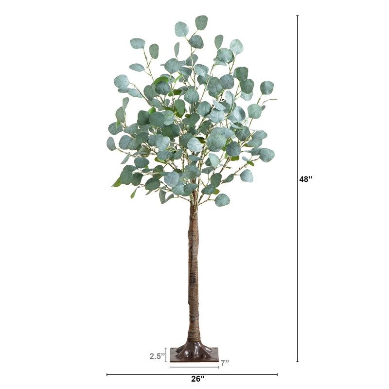 Nearly Natural 4ft Lighted Artificial Eucalyptus Tree w/ 240 Warm White LED