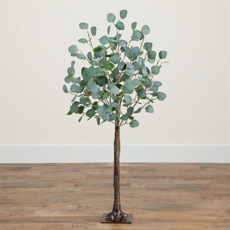 Nearly Natural 4ft Lighted Artificial Eucalyptus Tree w/ 240 Warm White LED