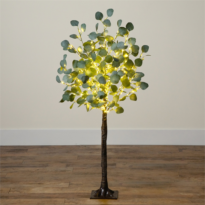Nearly Natural 4ft Lighted Artificial Eucalyptus Tree w/ 240 Warm White LED