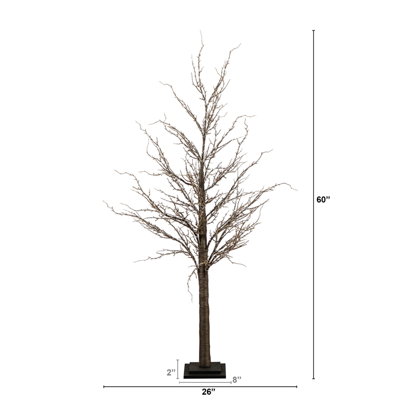 Nearly Natural 5ft Pre-Lit Artificial Twig Tree with 360 Warm White LED Lights
