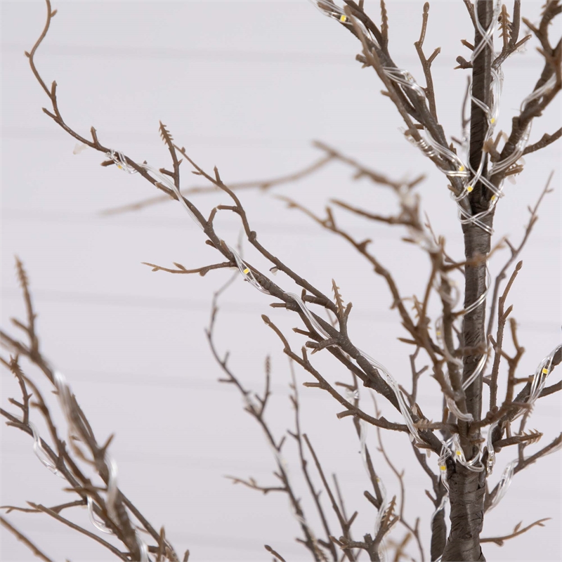 Nearly Natural 5ft Pre-Lit Artificial Twig Tree with 360 Warm White LED Lights