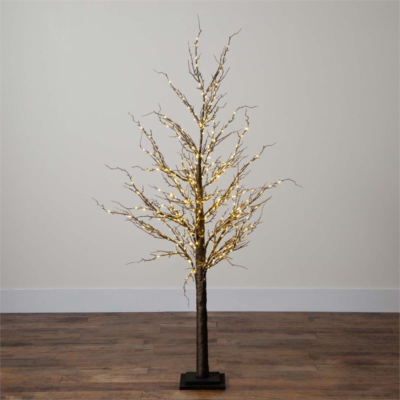 Nearly Natural 5ft Pre-Lit Artificial Twig Tree with 360 Warm White LED Lights