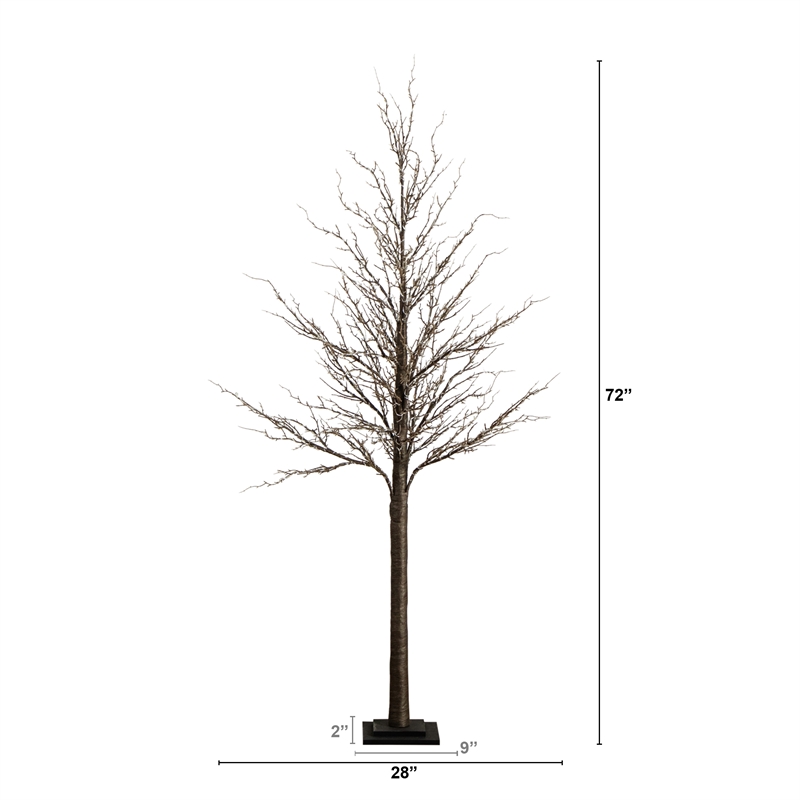 Nearly Natural 6ft Pre-Lit Artificial Twig Tree with 480 Warm White LED Lights