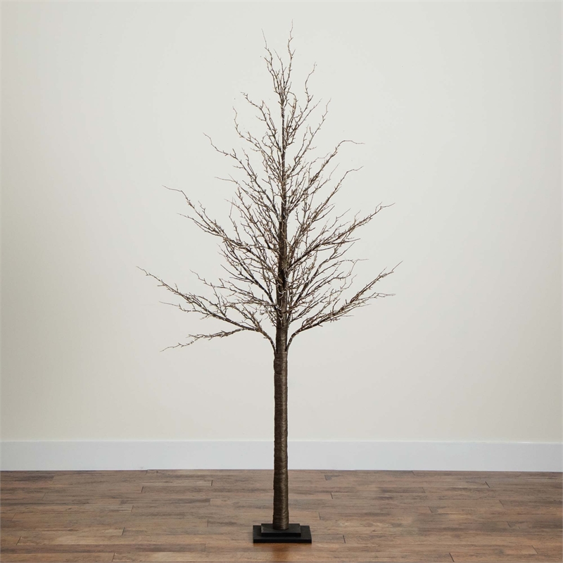 Nearly Natural 6ft Pre-Lit Artificial Twig Tree with 480 Warm White LED Lights