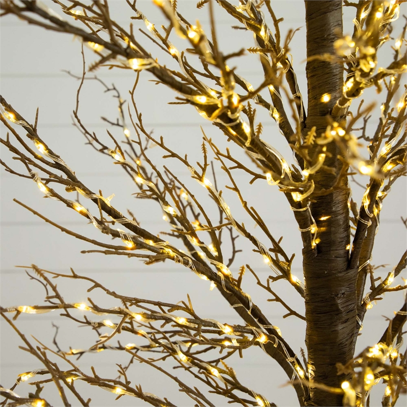 Nearly Natural 6ft Pre-Lit Artificial Twig Tree with 480 Warm White LED Lights