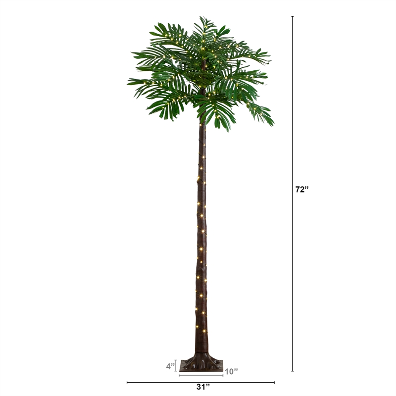 Nearly Natural 6ft UV Resistant Lighted Palm Tree with 206 Warm White LED Lights