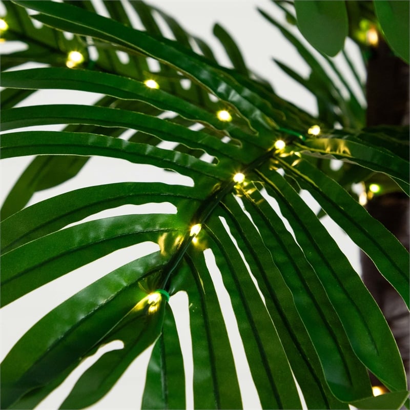 Nearly Natural 6ft UV Resistant Lighted Palm Tree with 206 Warm White LED Lights