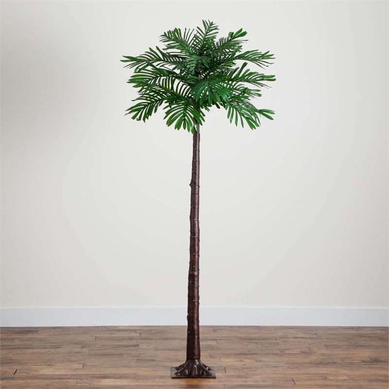 Nearly Natural 6ft UV Resistant Lighted Palm Tree with 206 Warm White LED Lights