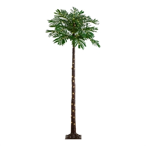 Nearly Natural 6ft UV Resistant Lighted Palm Tree with 206 Warm White LED Lights