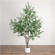 Nearly Natural 8ft Artificial Grand Olive Tree in White Decorative Planter