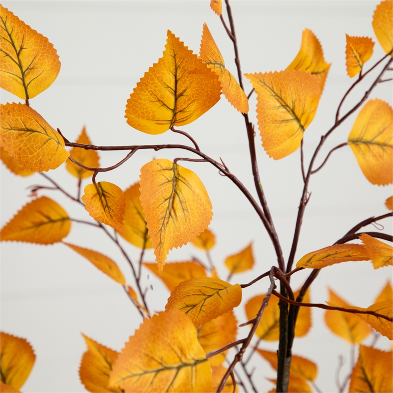 Nearly Natural 4ft Autumn Birch Artificial Fall Tree Decorative Planter