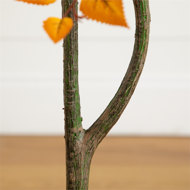 Nearly Natural 4ft Autumn Birch Artificial Fall Tree Decorative Planter