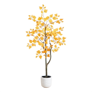 Nearly Natural 4ft Autumn Birch Artificial Fall Tree Decorative Planter
