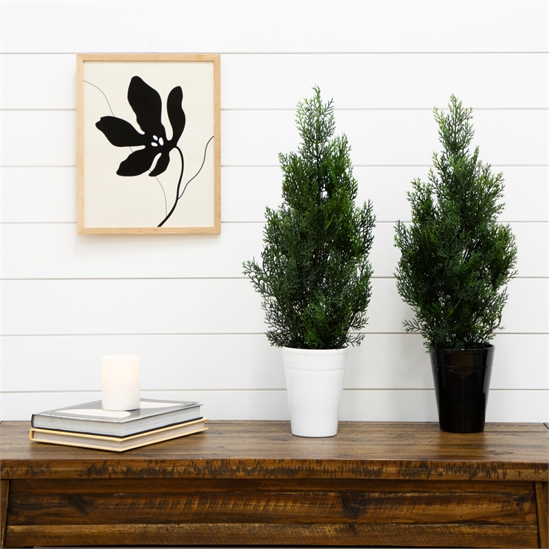 Nearly Natural 2ft Artificial Cedar Pine Tree UV Resistant (Set of 2)