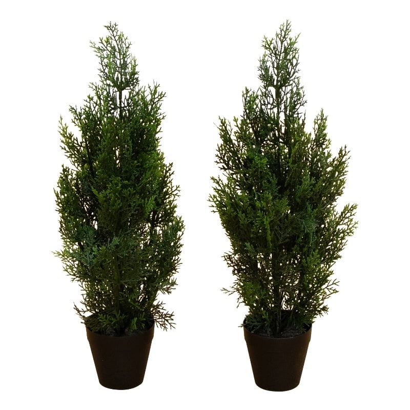 Nearly Natural 2ft Artificial Cedar Pine Tree UV Resistant (Set of 2)