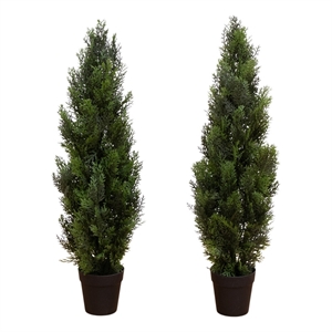 Nearly Natural 3ft Artificial Cedar Pine Tree UV Resistant (Set of 2)