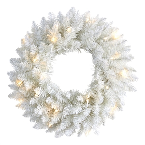 Nearly Natural 18&quot White Colorado Spruce ChristmasWreath w/129 Bendable Branches