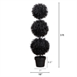 Nearly Natural 3ft UV Resistant Halloween Black Triple Ball Boxwood Topiary