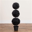 Nearly Natural 3ft UV Resistant Halloween Black Triple Ball Boxwood Topiary