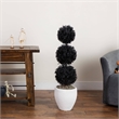 Nearly Natural 3ft UV Resistant Halloween Black Triple Ball Boxwood Topiary