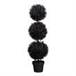 Nearly Natural 3ft UV Resistant Halloween Black Triple Ball Boxwood Topiary