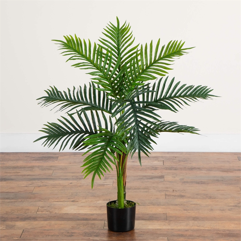 Nearly Natural 3ft UV Resistant Artificial Double Robellini Palm Tree