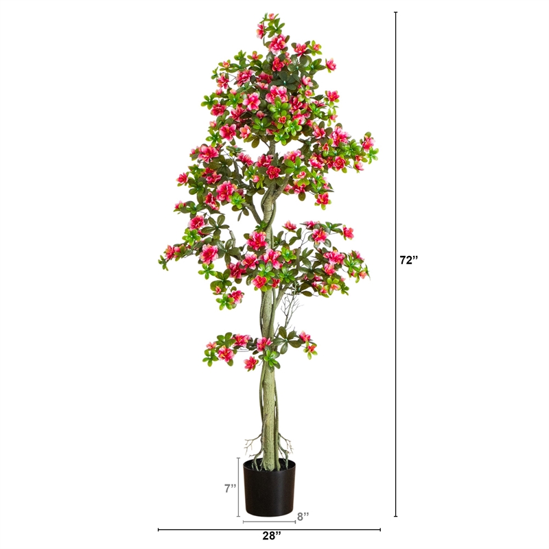 Nearly Natural 6ft UV Resistant Artificial Azalea Tree (Indoor/Outdoor) in Pink