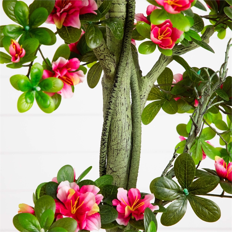 Nearly Natural 6ft UV Resistant Artificial Azalea Tree (Indoor/Outdoor) in Pink