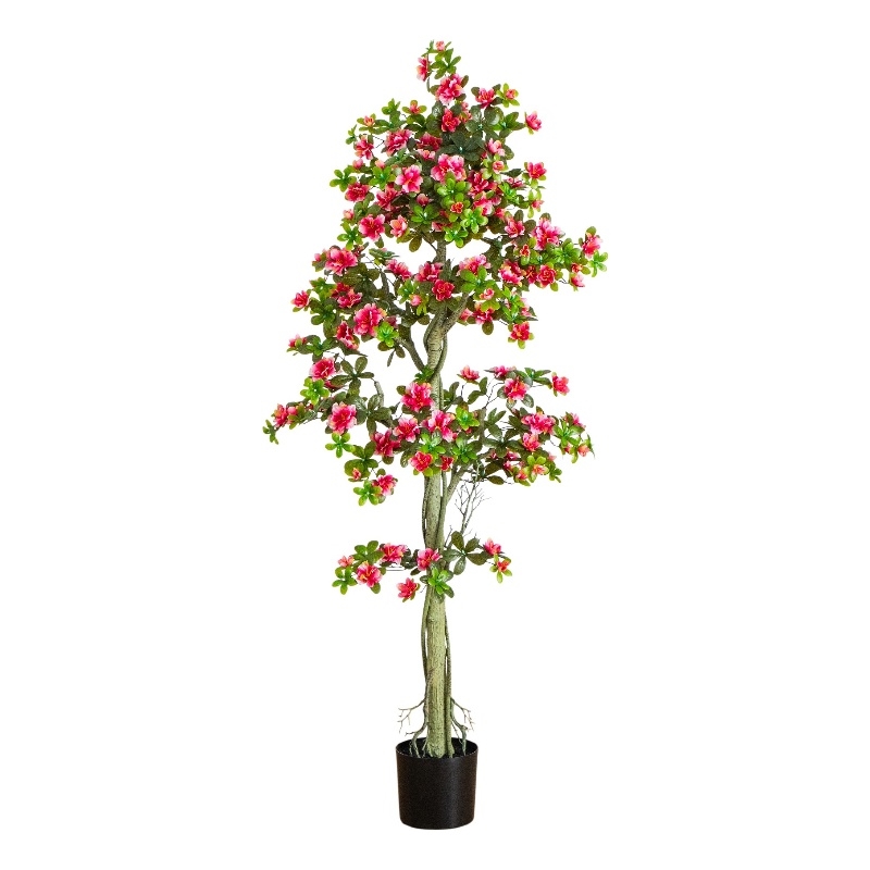 Nearly Natural 6ft UV Resistant Artificial Azalea Tree (Indoor/Outdoor) in Pink