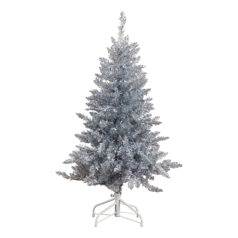 Nearly Natural 4ft Artificial Silver Christmas Tree with 130 Cool White LED